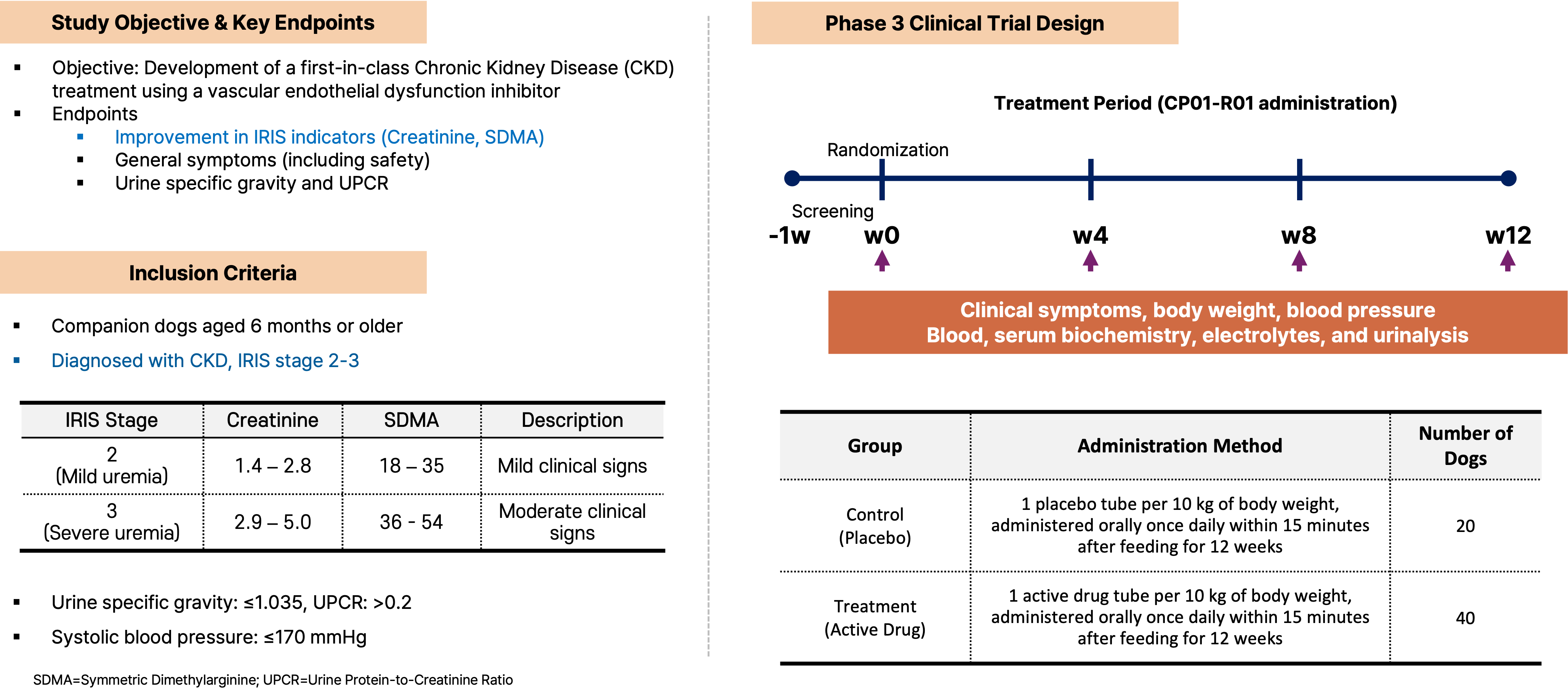 Pivotal Ph 3 Trial in Canine with CKD to Evaluate CP01's Renal Efficacy